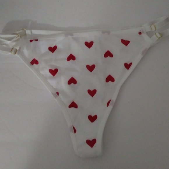 White Red Heart Print Lingerie Set XL - Picture 9 of 16